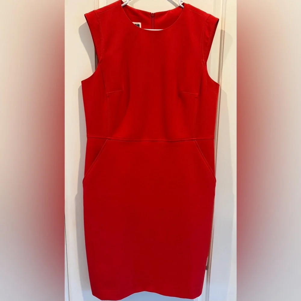Anne Klein Red Sleeveless Sheath Dress w/Pockets